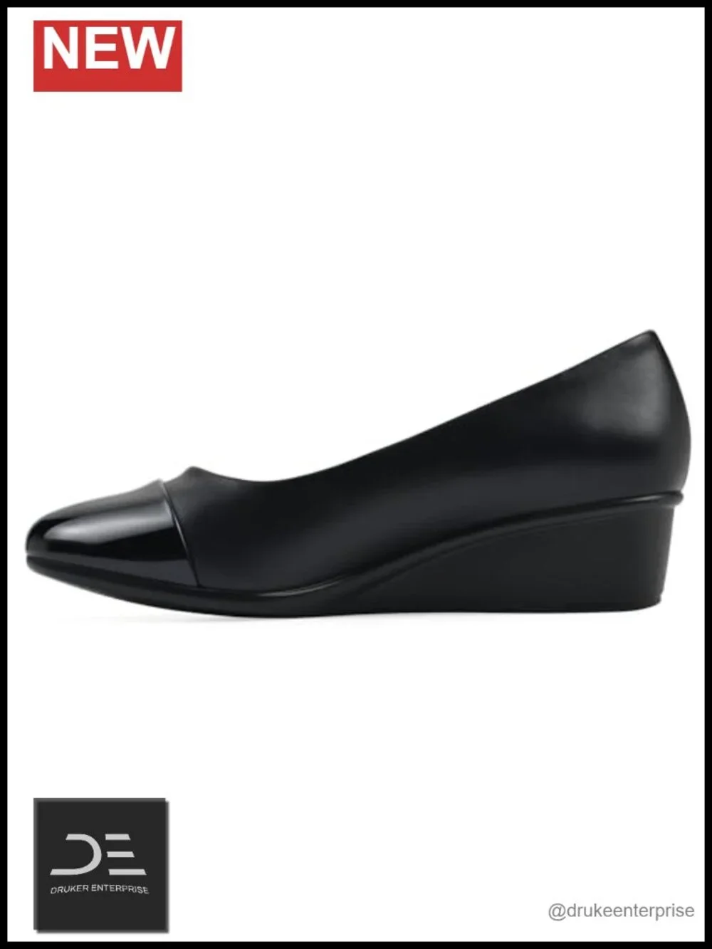 Cushioned Wedge Heel Pump Round Toe Slip On Business Casual
